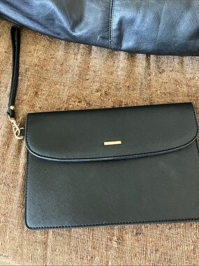 Loveook Black vegan Leather Wristlet Clutch - Sleek Everyday purse